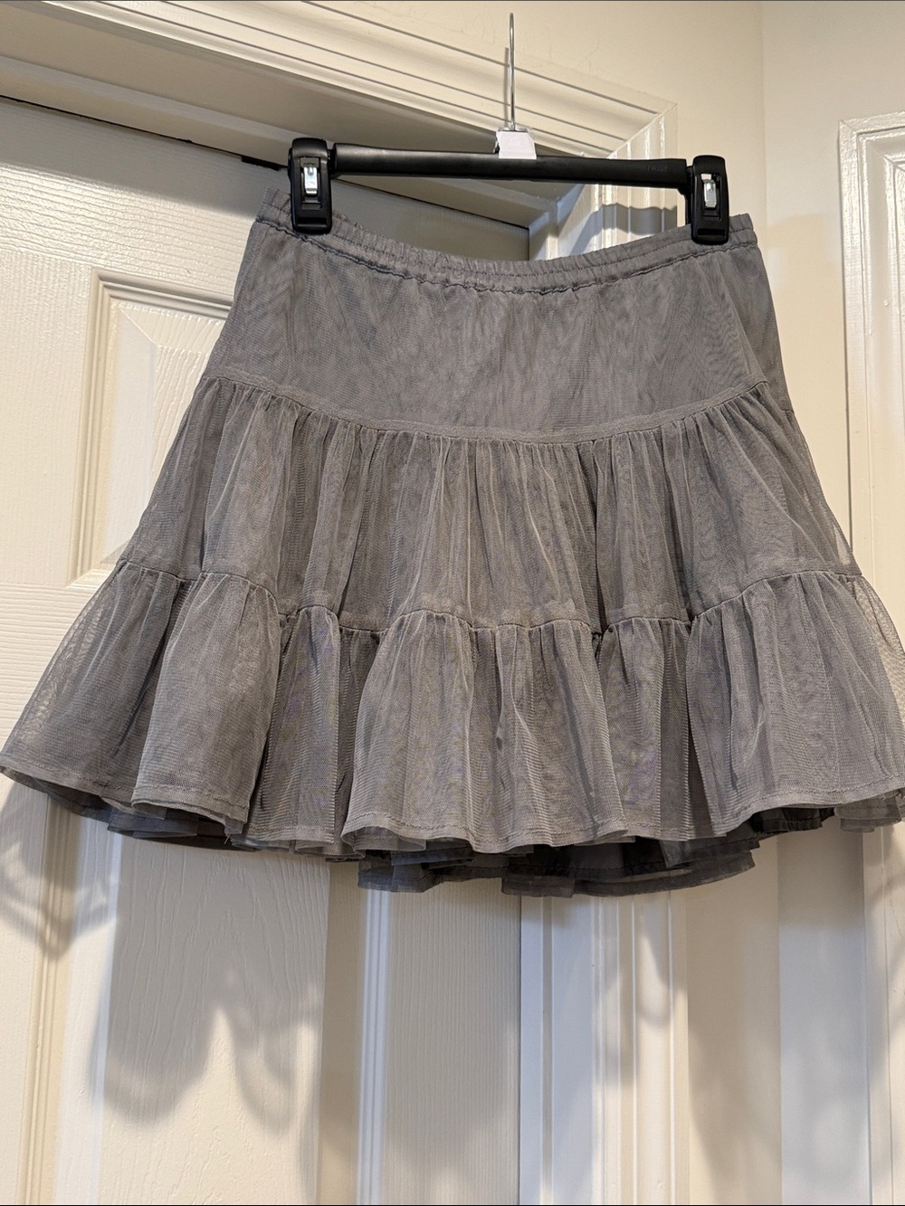 Vintage 2008  Gray Layered Tulle Skater Y2K Summer Ballet Mini Skirt M Old Navy
